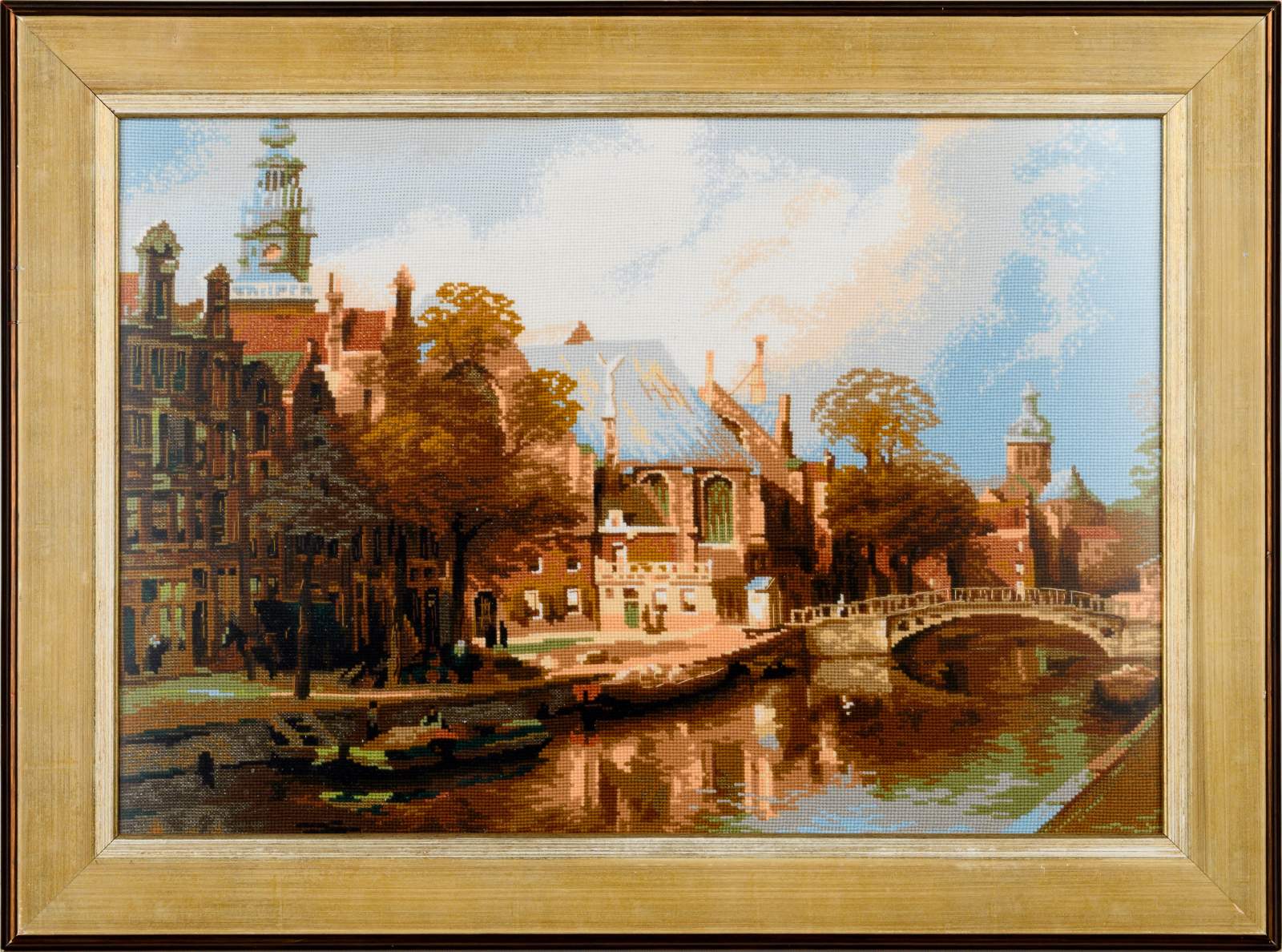 ВК-1189 Вышитая картина Амстердам. Старая церковь и церковь Св. Николая Чудотворца